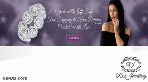 An Ad For Rise Jewellery Shows A Woman And A Ring GIF