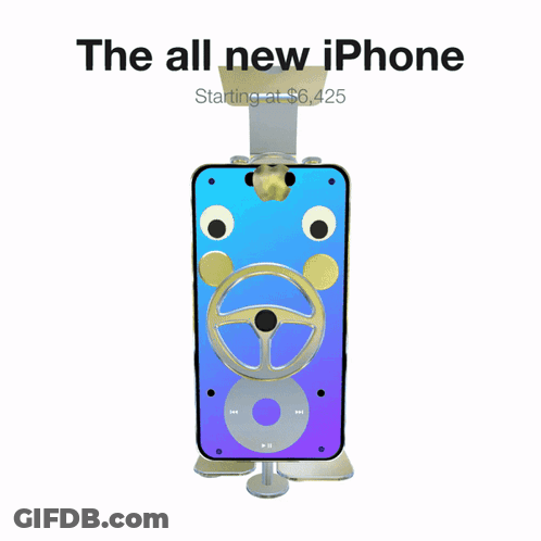 An Ad For The All New Iphone Shows A Phone With Two Cameras Attached To It GIF