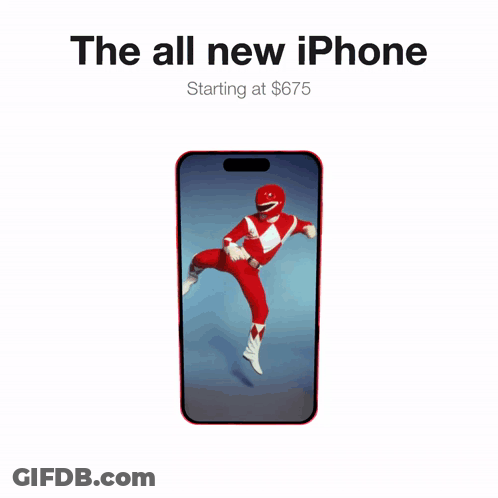 An Ad For The All New Iphone Shows A Red Ranger GIF