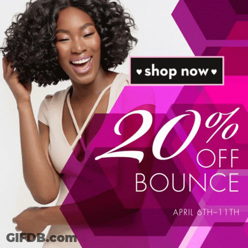 An Advertisement For A 20 % Off Bounce On April 6Th Through 11Th GIF