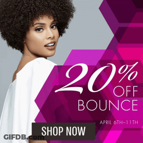 An Advertisement For A 20 % Off Bounce On April 6Th Through 11Th GIF