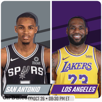An Advertisement For A Basketball Game Between San Antonio And Los Angeles GIF