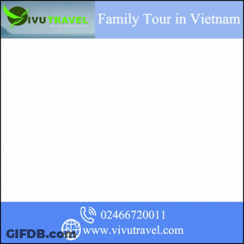 An Advertisement For A Family Tour In Vietnam Shows A Boy Riding A Water Buffalo GIF