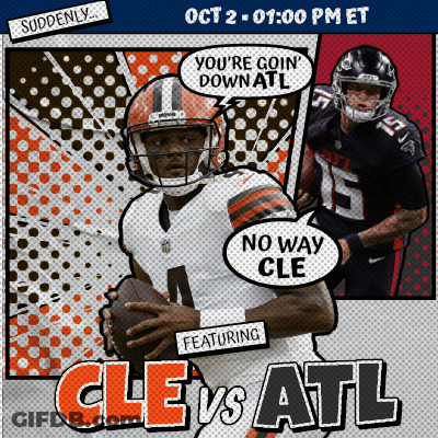 An Advertisement For A Football Game Between The Cleveland Browns And Atlanta Falcons GIF