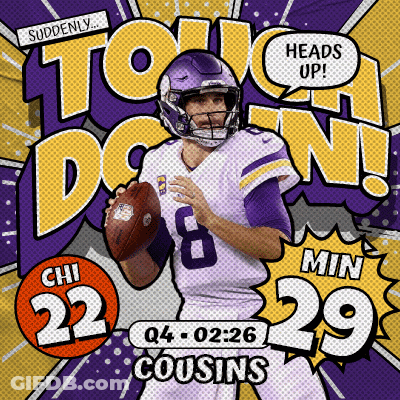 An Advertisement For A Football Game Between The Vikings And Cousins GIF