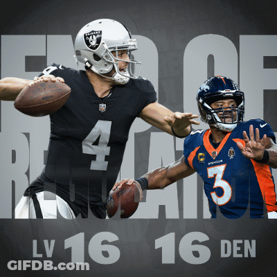 An Advertisement For A Game Between The Raiders And The Broncos GIF