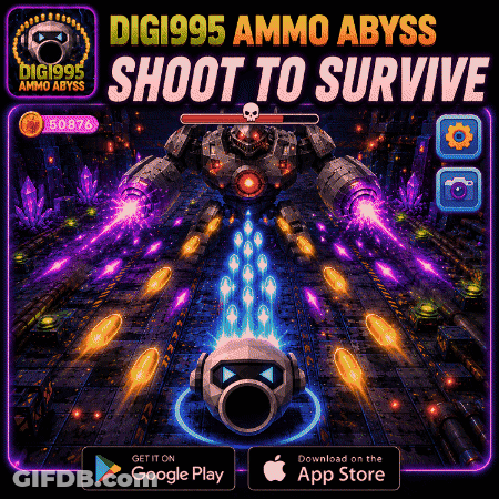An Advertisement For A Game Called Digi995 Ammo Abyss Shoot To Survive GIF