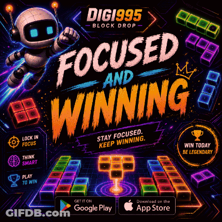 An Advertisement For A Game Called Digi995 Block Drop GIF