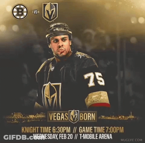 An Advertisement For A Hockey Game Between The Golden Knights And The Bruins GIF