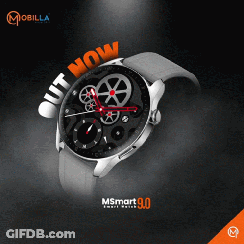 An Advertisement For A Msmart Smart Watch Says Out Now GIF