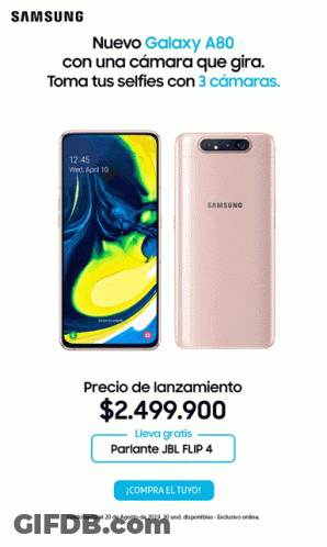 An Advertisement For A Samsung Galaxy A80 Phone GIF