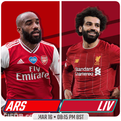 An Advertisement For A Soccer Game Between Arsenal And Liverpool GIF