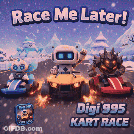 An Advertisement For A Video Game Called Digi 995 Kart Race GIF