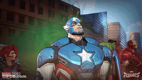 An Advertisement For A Video Game Called Rivals Shows Captain America GIF