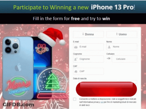 An Advertisement For An Iphone 13 Pro With A Santa Hat On GIF