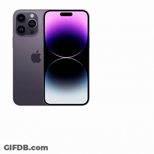 An Advertisement For An Iphone 14 Pro Max Shows The Front And Back Of The Phone GIF