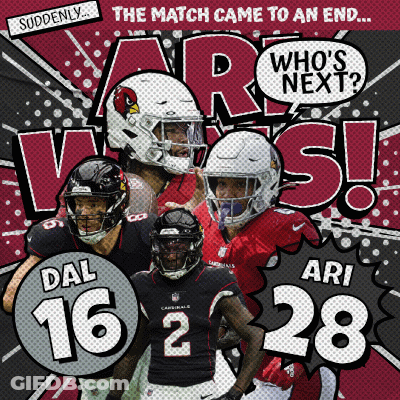 An Advertisement For Arizona Cardinals Football Players Dal 16 2 Ari 28 GIF