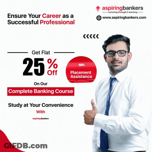 An Advertisement For Aspiring Bankers Shows A Man In A White Shirt And Tie GIF
