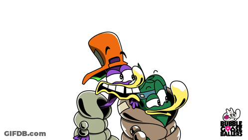 An Advertisement For Bubble Goose Ballers Shows A Cartoon Character And The Words Damn GIF