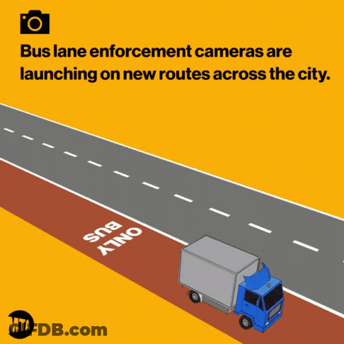An Advertisement For Bus Lane Enforcement Cameras That Are Launching On New Routes GIF