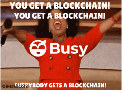 An Advertisement For Busy Shows A Woman In A Red Dress GIF