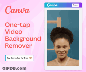 An Advertisement For Canva Shows A Woman Smiling GIF