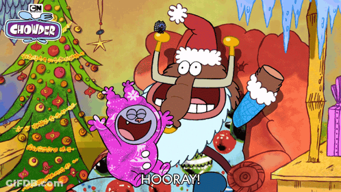 An Advertisement For Chowder Shows A Cartoon Character Holding A Microphone GIF