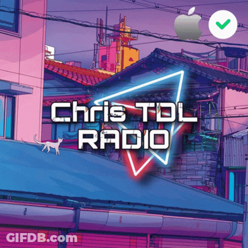 An Advertisement For Chris Tol Radio With A Cat On A Roof GIF