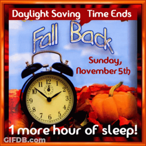 An Advertisement For Daylight Saving Time Ends On November 5Th GIF
