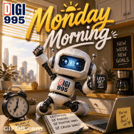 An Advertisement For Digi 095 Shows A Robot GIF