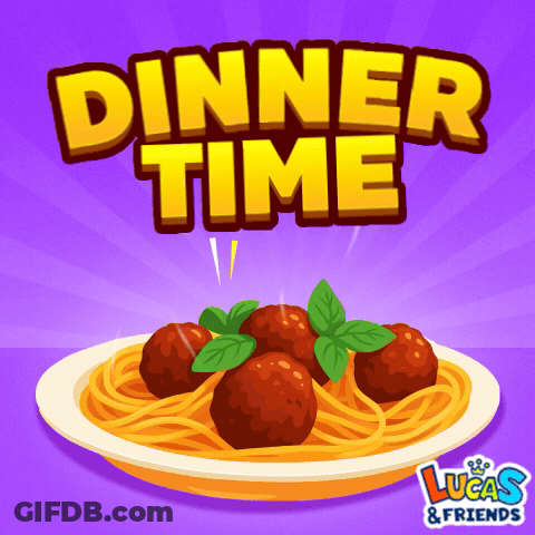 An Advertisement For Dinner Time Lucas & Friends GIF