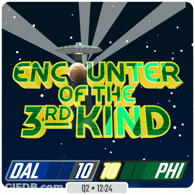 An Advertisement For Encounter Of The 3Rd Kind Shows A Flying Saucer GIF