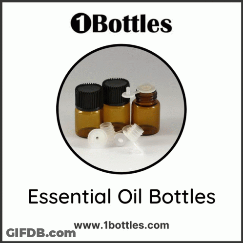 An Advertisement For Essential Oil Bottles With Three Bottles GIF
