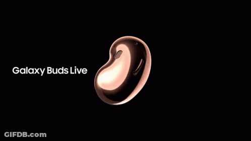 An Advertisement For Galaxy Buds Live Shows A Planet In Outer Space GIF