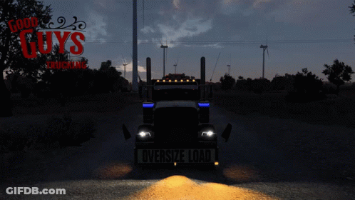 An Advertisement For Good Guys Trucking Shows A Truck GIF