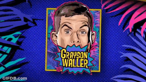An Advertisement For Grayson Waller Shows A Man With A Speech Bubble Around His Mouth GIF