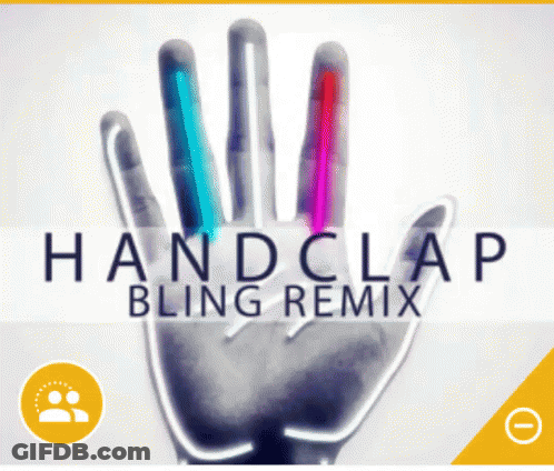 An Advertisement For Handclap Bling Remix Shows A Hand With Colored Fingers GIF