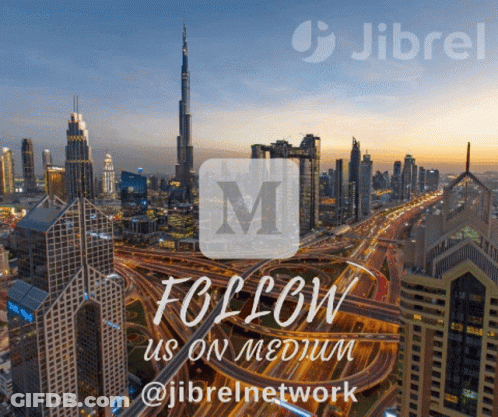 An Advertisement For Jibrel Network Shows A Cityscape GIF