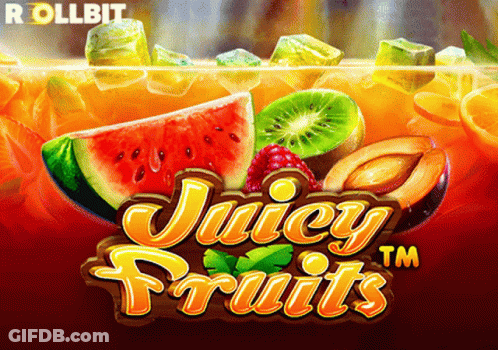 An Advertisement For Juicy Fruits Shows A Watermelon Kiwi Plum And Other Fruits GIF