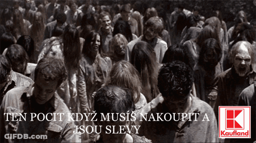 An Advertisement For Kaufland Shows A Crowd Of People GIF