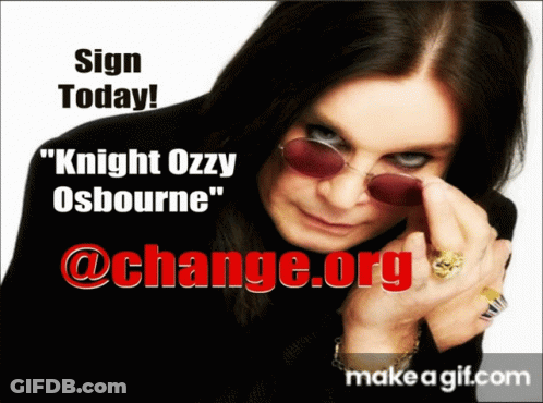 An Advertisement For Knight Ozzy Osbourne Has A Picture Of Him On It GIF