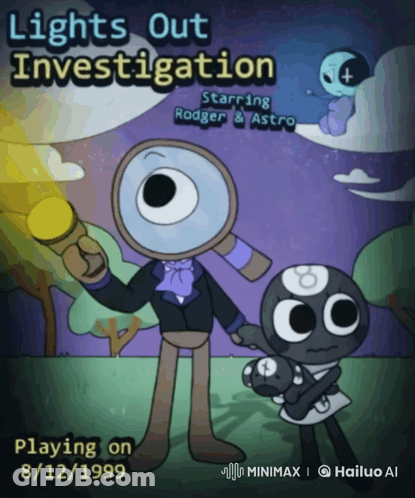 An Advertisement For Lights Out Investigation Starring Rodger & Astro GIF