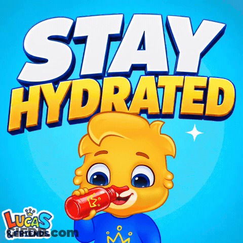 An Advertisement For Lucas And Friends Shows A Boy Drinking From A Bottle GIF