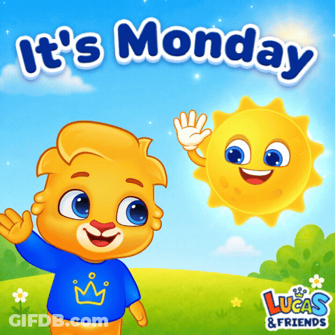 An Advertisement For Lucas And Friends Shows A Sun And A Boy GIF