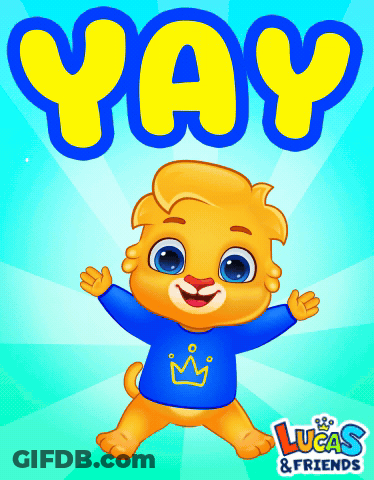 An Advertisement For Lucas & Friends Shows A Lion Wearing A Blue Shirt GIF