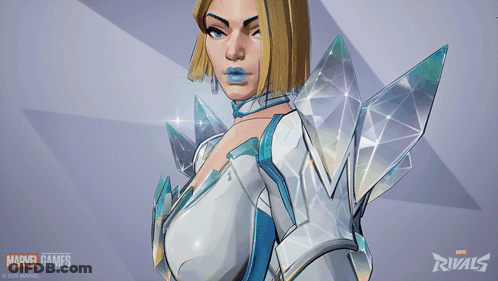 An Advertisement For Marvel Games Rivals Shows A Woman GIF