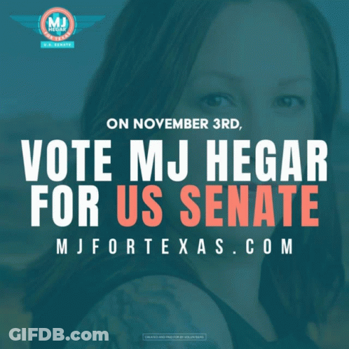 An Advertisement For Mj Hegar For Us Senate GIF