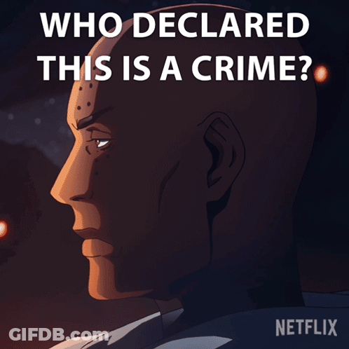 An Advertisement For Netflix Shows A Bald Man With The Words Who Declared This Is A Crime GIF