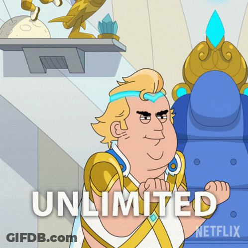 An Advertisement For Netflix Shows A Cartoon Character And Says Unlimited GIF