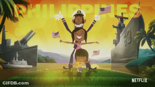 An Advertisement For Netflix Shows A Man Carrying A Little Girl On His Back GIF